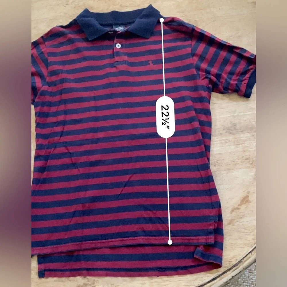Vintage Polo by Ralph Lauren Boy’s Sz M‎ Navy/Maroon Stripe Short Sleeve Polo